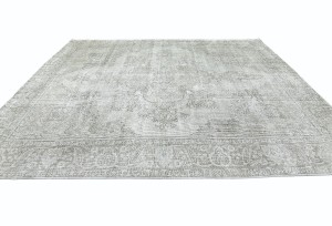 Antique Muted Cream Floral 9'5X12 Distressed Vintage Oriental Rug