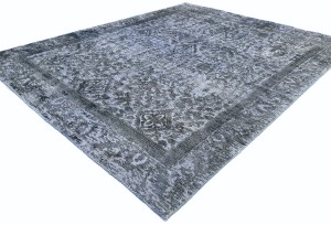 Antique Muted Gray Floral 8'2X10'5 Distressed Vintage Oriental Rug