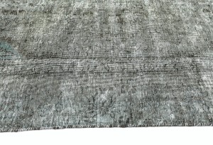 Antique Muted Taupe Floral 7X10 Distressed Vintage Oriental Rug