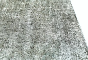 Antique Muted Taupe Floral 7X10 Distressed Vintage Oriental Rug