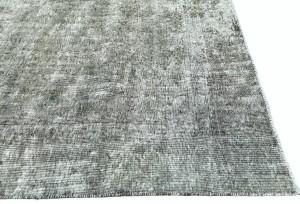Antique Muted Taupe Floral 7X10 Distressed Vintage Oriental Rug
