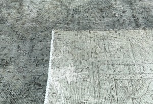 Antique Muted Taupe Floral 7X10 Distressed Vintage Oriental Rug