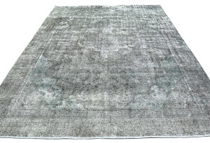 Antique Muted Taupe Floral 7X10 Distressed Vintage Oriental Rug