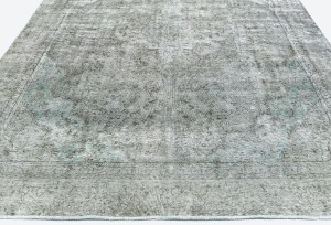 Antique Muted Taupe Floral 7X10 Distressed Vintage Oriental Rug