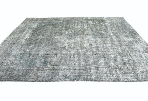 Antique Muted Taupe Floral 7X10 Distressed Vintage Oriental Rug