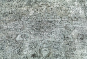 Antique Muted Taupe Floral 7X10 Distressed Vintage Oriental Rug