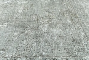 Antique Muted Beige Floral 9'8X12'3 Distressed Vintage Oriental Rug