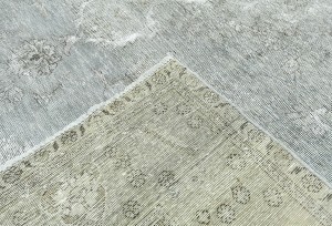 Antique Muted Beige Floral 9'8X12'3 Distressed Vintage Oriental Rug
