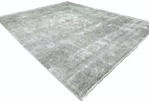 Antique Muted Beige Floral 9'8X12'3 Distressed Vintage Oriental Rug