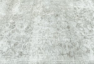 Antique Muted Cream Floral 9X12 Distressed Vintage Oriental Rug
