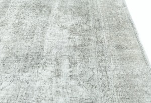 Antique Muted Cream Floral 9X12 Distressed Vintage Oriental Rug