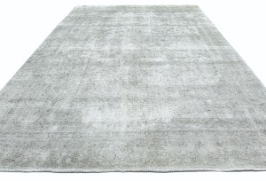 Antique Muted Cream Floral 9X12 Distressed Vintage Oriental Rug