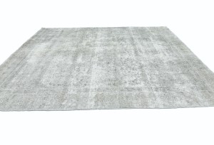 Antique Muted Cream Floral 9X12 Distressed Vintage Oriental Rug
