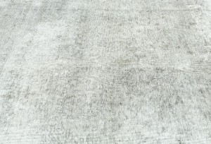 Antique Muted Cream Floral 9X12 Distressed Vintage Oriental Rug