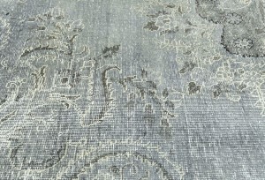 Antique Muted Tan Floral 9'6X12'7 Distressed Vintage Oriental Rug