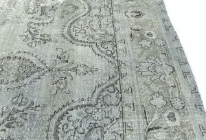 Antique Muted Tan Floral 9'6X12'7 Distressed Vintage Oriental Rug
