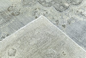 Antique Muted Tan Floral 9'6X12'7 Distressed Vintage Oriental Rug