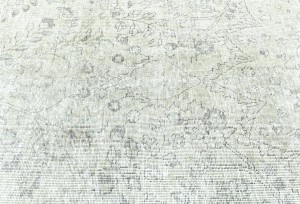 Antique Muted Beige Floral 8X11 Distressed Vintage Oriental Rug