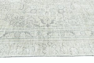 Antique Muted Beige Floral 8X11 Distressed Vintage Oriental Rug