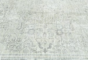 Antique Muted Beige Floral 8X11 Distressed Vintage Oriental Rug
