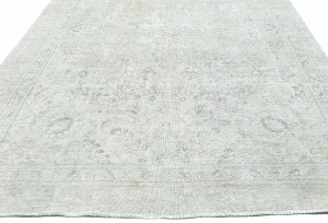 Antique Muted Beige Floral 8X11 Distressed Vintage Oriental Rug