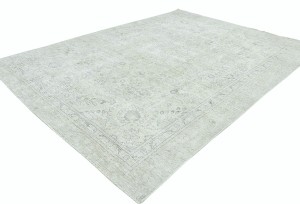 Antique Muted Beige Floral 8X11 Distressed Vintage Oriental Rug