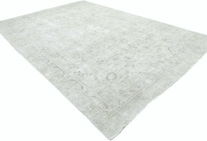 Antique Muted Beige Floral 8X11 Distressed Vintage Oriental Rug