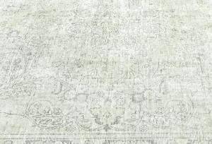 Antique Muted Beige Floral 8X11 Distressed Vintage Oriental Rug