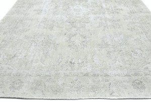 Antique Muted Beige Floral 9X11'5 Distressed Vintage Oriental Rug