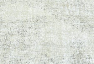 Antique Muted Beige Floral 9X12 Distressed Vintage Oriental Rug