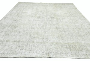 Antique Muted Beige Floral 9X12 Distressed Vintage Oriental Rug