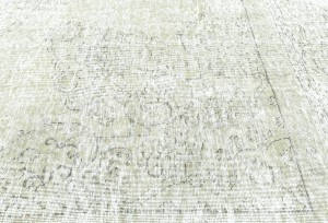 Antique Muted Beige Floral 9X12 Distressed Vintage Oriental Rug