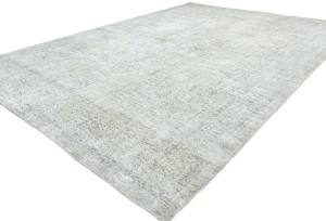 Antique Muted Beige Floral 9X12 Distressed Vintage Oriental Rug