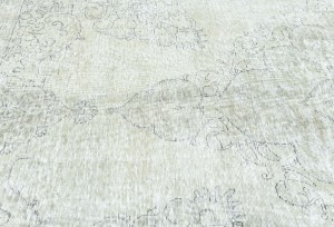 Antique Muted Beige Floral 9X12 Distressed Vintage Oriental Rug