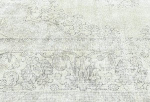 Antique Muted Beige Floral 9X12'6 Distressed Vintage Oriental Rug5128