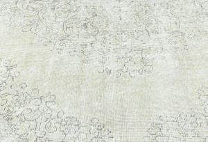Antique Muted Beige Floral 9X12'6 Distressed Vintage Oriental Rug5128