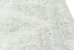 Antique Muted Beige Floral 9X12'6 Distressed Vintage Oriental Rug5128