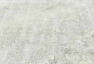 Antique Muted Beige Floral 9X12'6 Distressed Vintage Oriental Rug5128