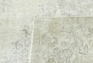 Antique Muted Beige Floral 9X12'6 Distressed Vintage Oriental Rug5128