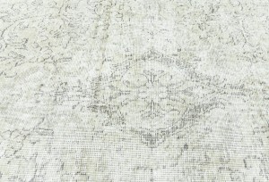 Antique Muted Beige Floral 9X12'6 Distressed Vintage Oriental Rug5128