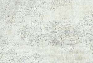 Antique Muted Beige Floral 9X12'6 Distressed Vintage Oriental Rug5128