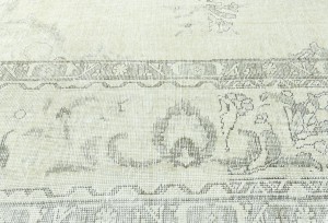 Antique Muted Beige Floral 9X12 Distressed Vintage Oriental Rug