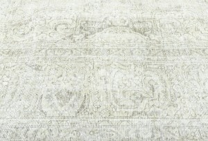 Antique Muted Beige Floral 9'4X12'3 Distressed Vintage Oriental Rug