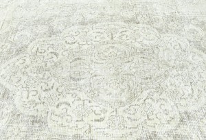 Antique Muted Beige Floral 9'4X12'3 Distressed Vintage Oriental Rug