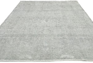 Antique Muted Greige Floral 7'4X9'8 Distressed Vintage Oriental Rug