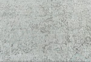 Antique Muted Greige Floral 7'4X9'8 Distressed Vintage Oriental Rug