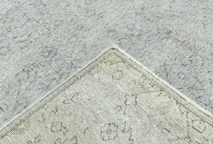 Antique Muted Greige Floral 7'4X9'8 Distressed Vintage Oriental Rug