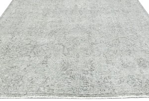 Antique Muted Greige Floral 7'4X9'8 Distressed Vintage Oriental Rug