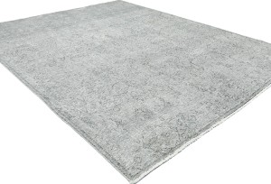 Antique Muted Greige Floral 7'4X9'8 Distressed Vintage Oriental Rug