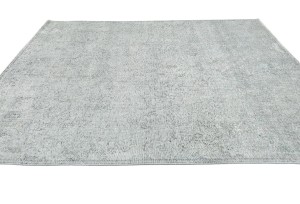Antique Muted Greige Floral 7'4X9'8 Distressed Vintage Oriental Rug